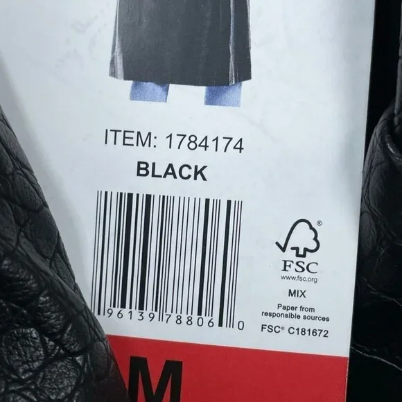 Vince Camuto Black Faux Leather Croc Trench Coat Double-Breasted Medium d0464 - Picture 9 of 10